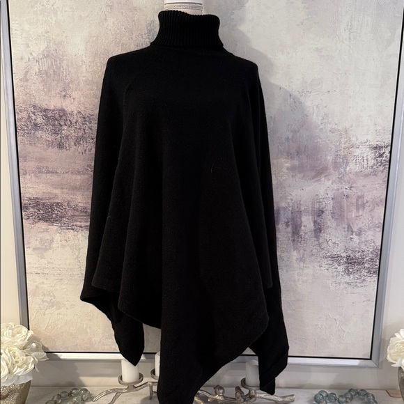 Pookie & Sebastian Black Turtleneck Poncho Sweater - Picture 1 of 4